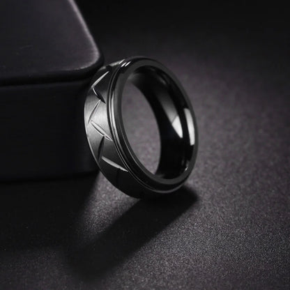 Black Stainless Steel Multi-Faceted Ring