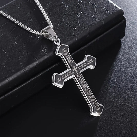 3pcs Stainless Steel Christian Cross Chain